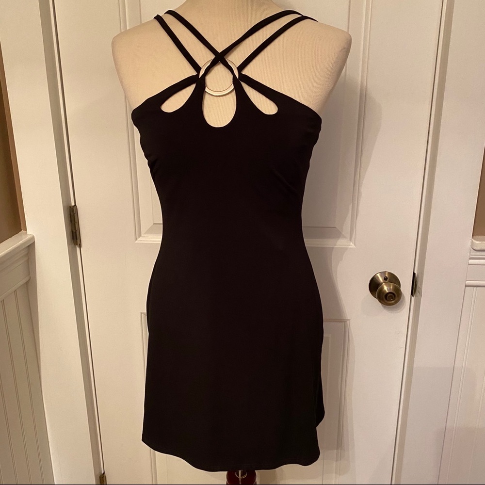 CACHE NEW NWT TOP TANK TUNIC BLACK SLEEVELESS STRETCH O RING Size M